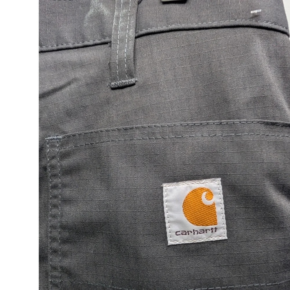 Carhartt Work Pants Dark Grey Force Relaxed Fit Ripstop Utility - 38x30
